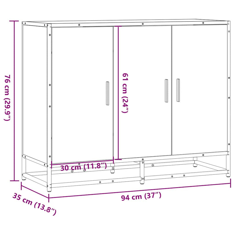 Dressoir 94X35X76 Cm Bewerkt Hout
