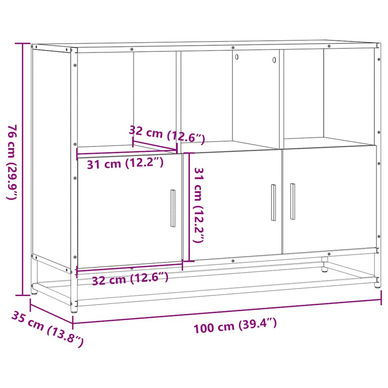 Dressoir 100X35X76 Cm Bewerkt Hout Kleurig