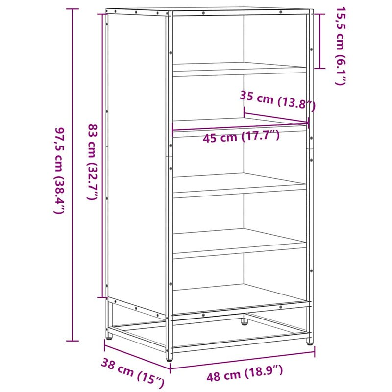 Schoenenrek 48X38X97,5 Cm Bewerkt Hout Ig