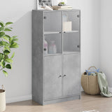 Highboard Zwart 68 X 37 X 142 Cm Bewerkt Hout