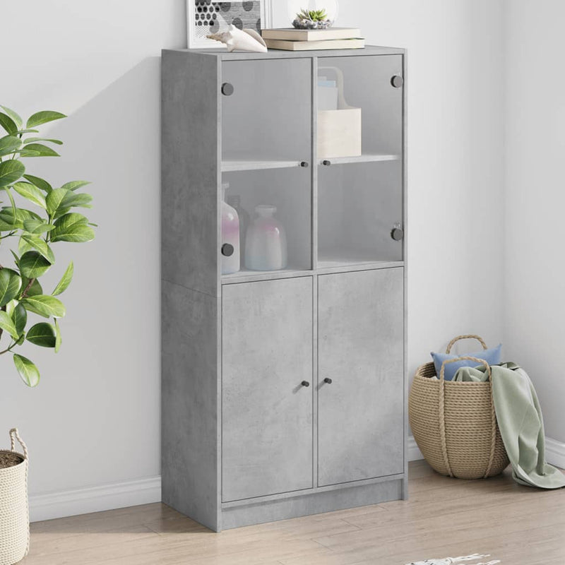 Highboard Zwart 68 X 37 X 142 Cm Bewerkt Hout