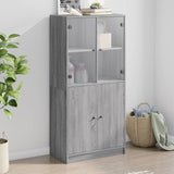 Highboard Zwart 68 X 37 X 142 Cm Bewerkt Hout