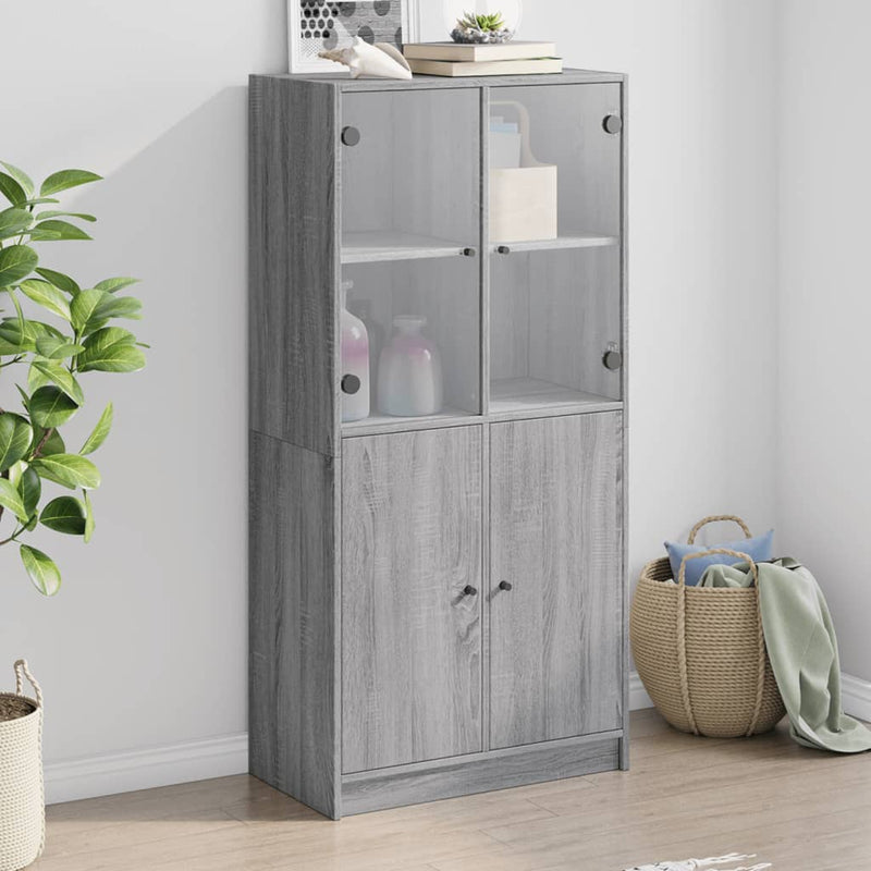 Highboard Zwart 68 X 37 X 142 Cm Bewerkt Hout