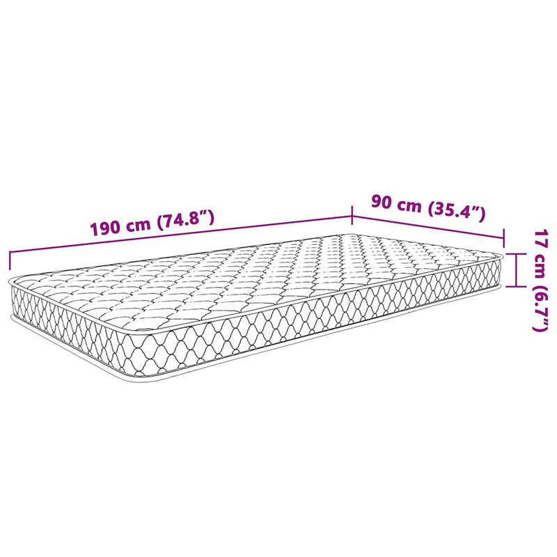 Traagschuimmatras 90X190X17 Cm Zacht Wit