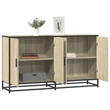 Dressoir 134X35X76 Cm Bewerkt Hout Eikenkleurig