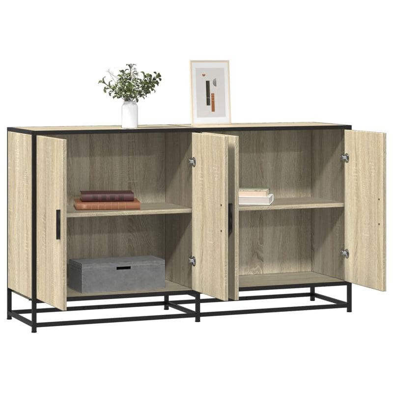 Dressoir 134X35X76 Cm Bewerkt Hout Eikenkleurig