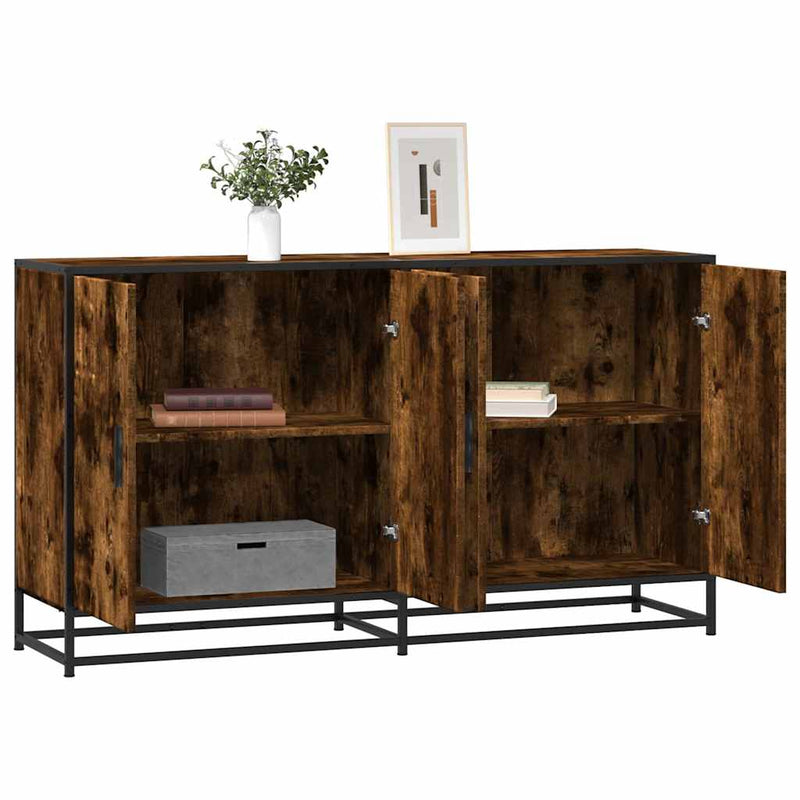Dressoir 134X35X76 Cm Bewerkt Hout Eikenkleurig