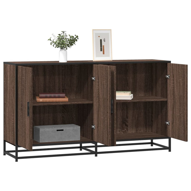 Dressoir 134X35X76 Cm Bewerkt Hout Eikenkleurig