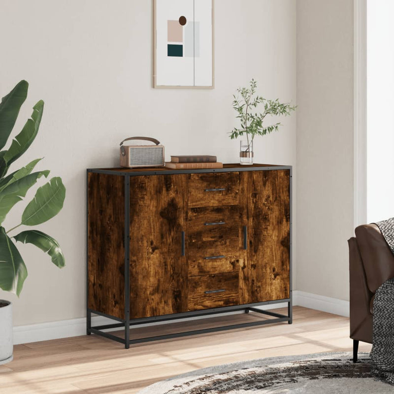 Dressoir 92X35X76 Cm Bewerkt Hout Kleurig