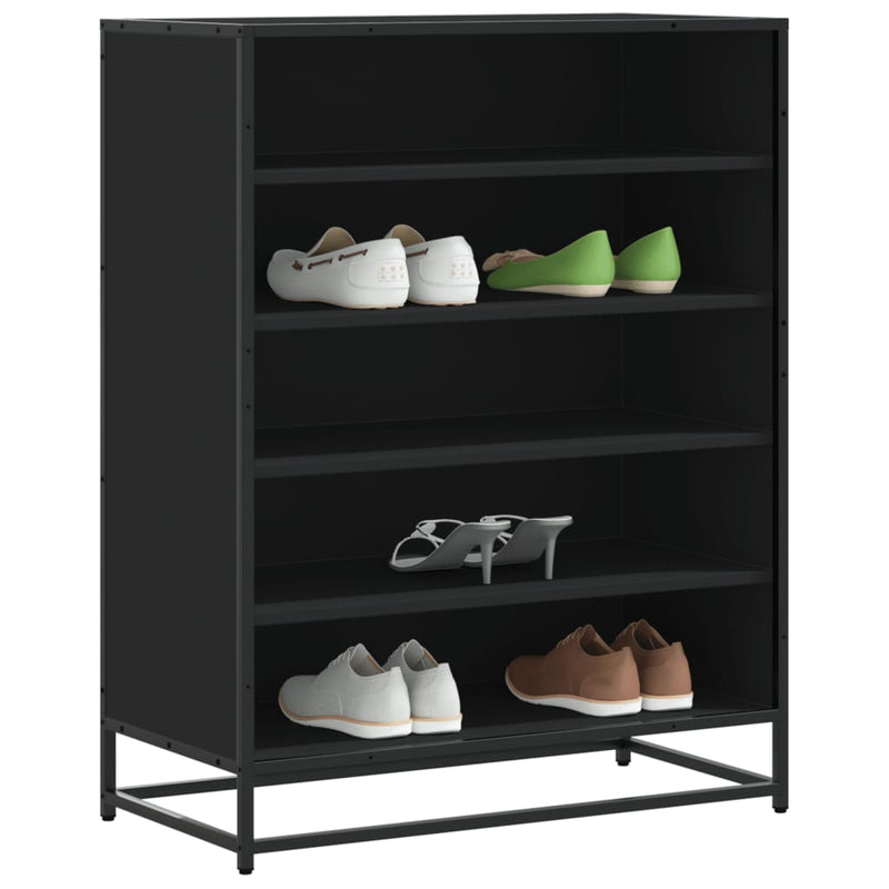 Schoenenkast 75X38X97,5 Cm Bewerkt Hout En Metaal Bruin Eiken