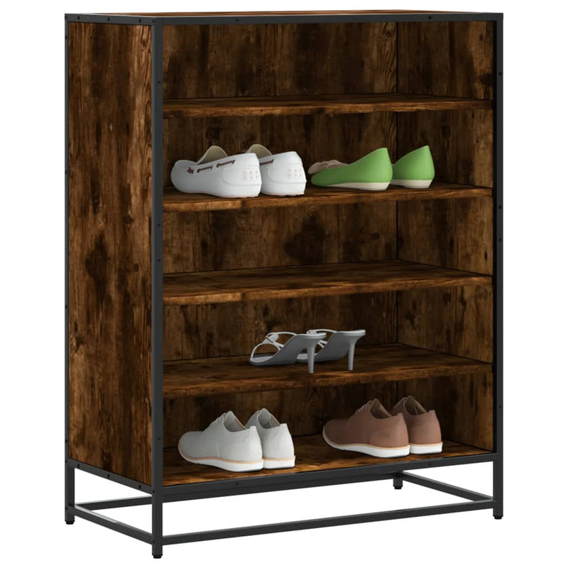 Schoenenkast 75X38X97,5 Cm Bewerkt Hout En Metaal Bruin Eiken
