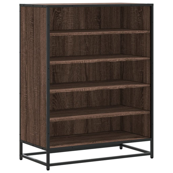 Schoenenkast 75X38X97,5 Cm Bewerkt Hout En Metaal Bruin Eiken