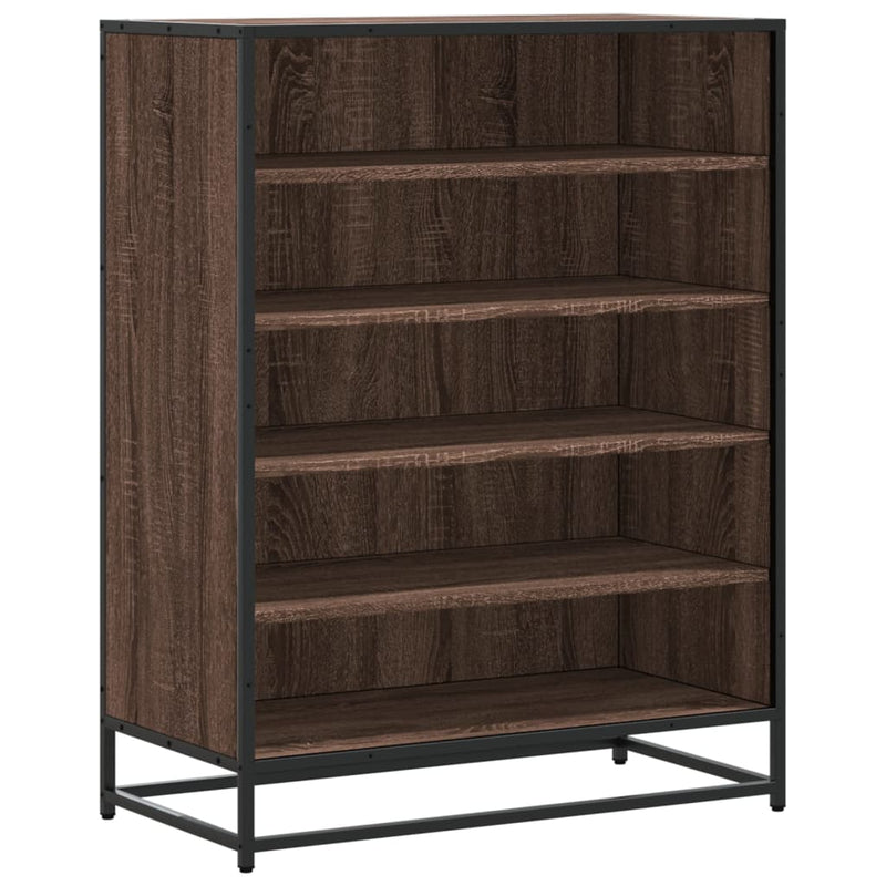 Schoenenkast 75X38X97,5 Cm Bewerkt Hout En Metaal Bruin Eiken