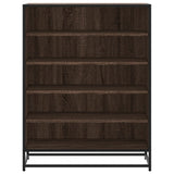 Schoenenkast 75X38X97,5 Cm Bewerkt Hout En Metaal Bruin Eiken