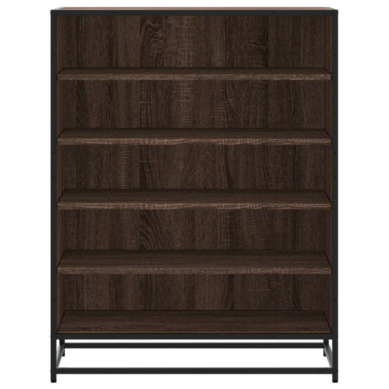Schoenenkast 75X38X97,5 Cm Bewerkt Hout En Metaal Bruin Eiken