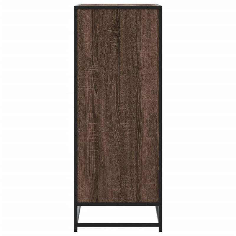 Schoenenkast 75X38X97,5 Cm Bewerkt Hout En Metaal Bruin Eiken