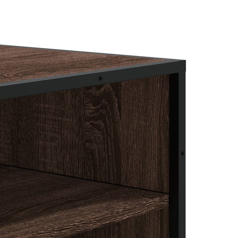 Schoenenkast 75X38X97,5 Cm Bewerkt Hout En Metaal Bruin Eiken