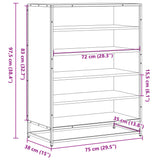 Schoenenkast 75X38X97,5 Cm Bewerkt Hout En Metaal Bruin Eiken