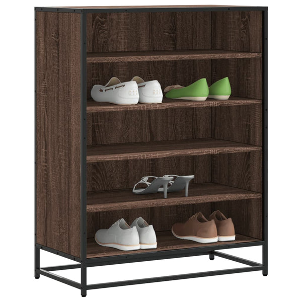 Schoenenkast 75X38X97,5 Cm Bewerkt Hout En Metaal Bruin Eiken