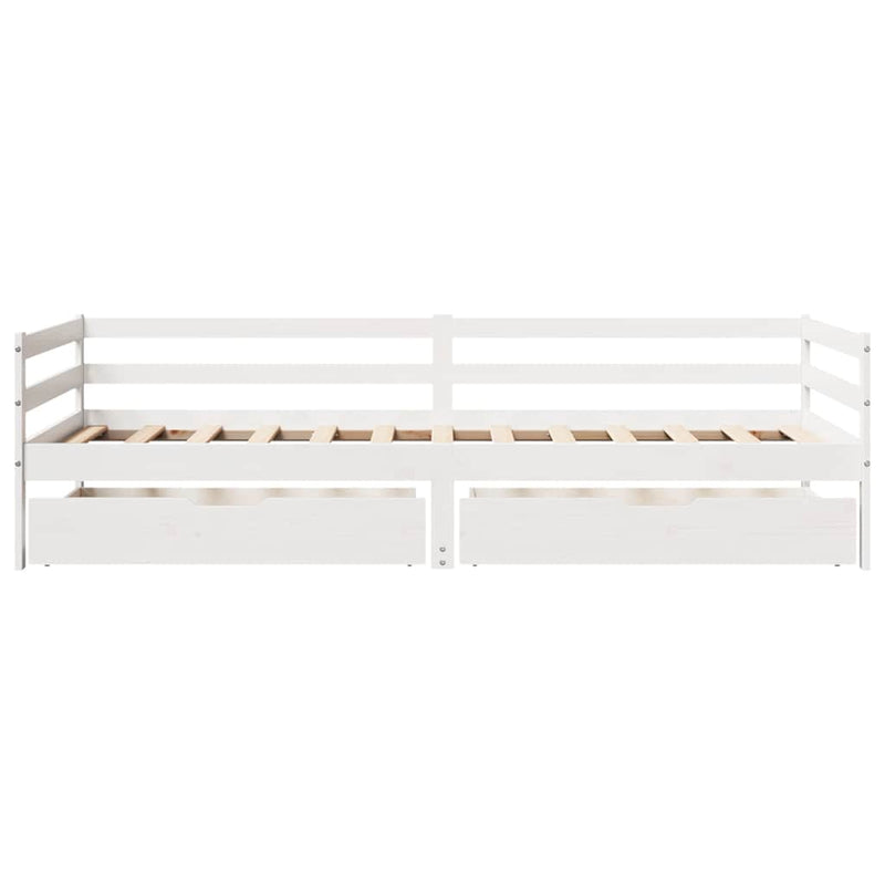 Slaapbank Met Lades 90X200 Cm Massief Grenenhout Wit