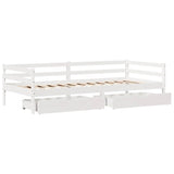 Slaapbank Met Lades 90X200 Cm Massief Grenenhout Wit