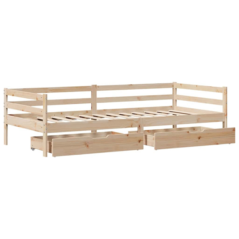 Slaapbank Met Lades 80X200 Cm Massief Grenenhout