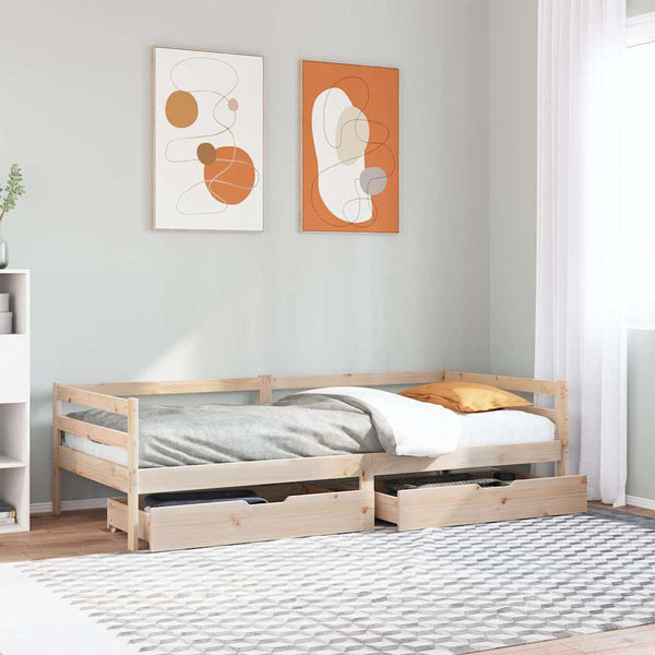 Slaapbank Met Lades 80X200 Cm Massief Grenenhout