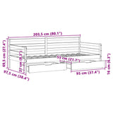 Slaapbank Met Lades 90X200 Cm Massief Grenenhout Wit