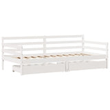 Slaapbank Met Lades 90X200 Cm Massief Grenenhout Wit