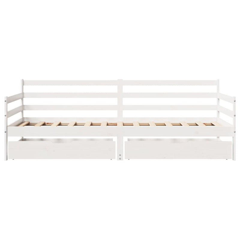 Slaapbank Met Lades 90X200 Cm Massief Grenenhout Wit