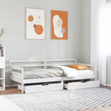 Slaapbank Met Lades 90X200 Cm Massief Grenenhout Wit