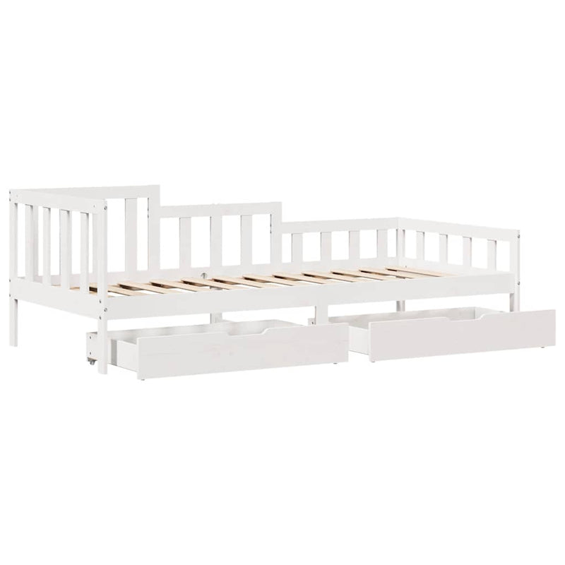 Slaapbank Met Lades 80X200 Cm Massief Grenenhout Wit