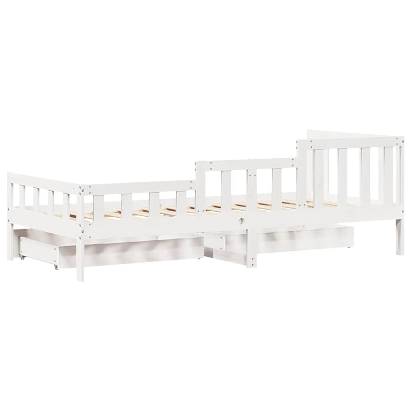 Slaapbank Met Lades 80X200 Cm Massief Grenenhout Wit