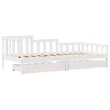 Slaapbank Met Lades 90X200 Cm Massief Grenenhout Wit