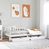 Slaapbank Met Lades 90X200 Cm Massief Grenenhout Wit