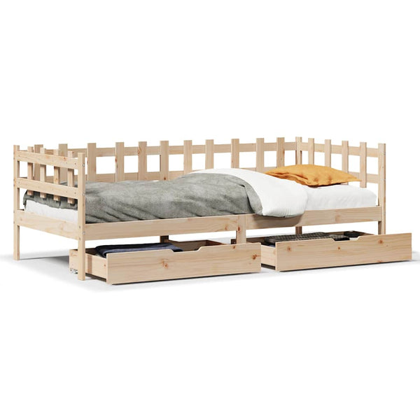 Slaapbank Met Lades 80X200 Cm Massief Grenenhout