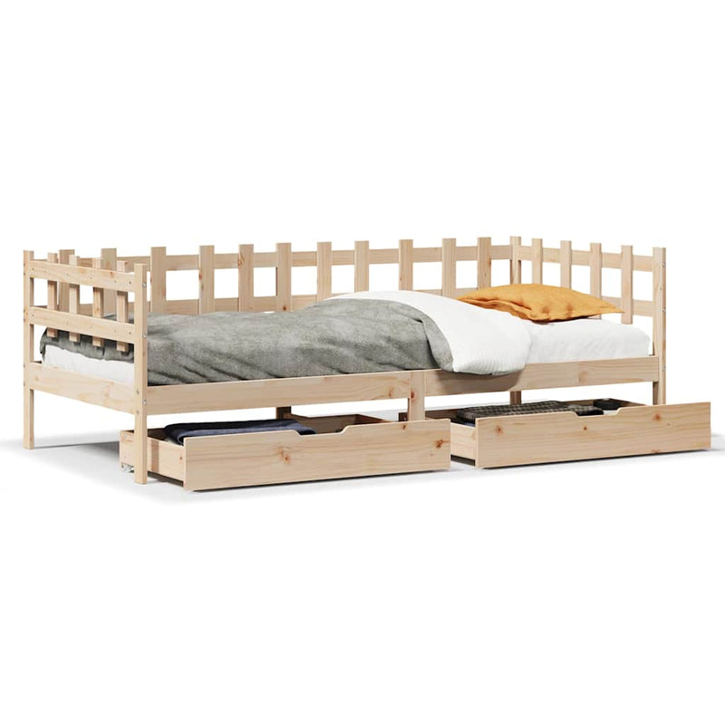 Slaapbank Met Lades 80X200 Cm Massief Grenenhout