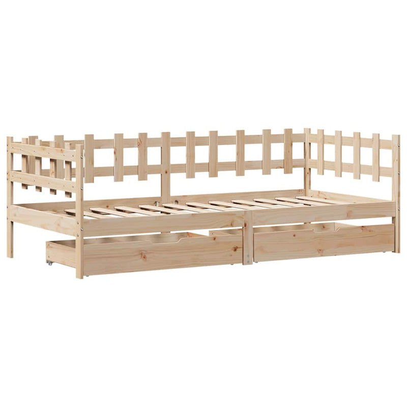 Slaapbank Met Lades 80X200 Cm Massief Grenenhout