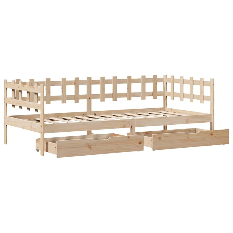 Slaapbank Met Lades 80X200 Cm Massief Grenenhout