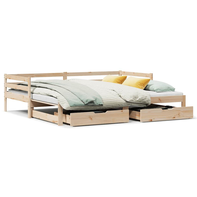 Slaapbank Met Lades 90X200 Cm Massief Grenenhout