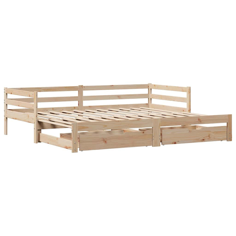Slaapbank Met Lades 90X200 Cm Massief Grenenhout