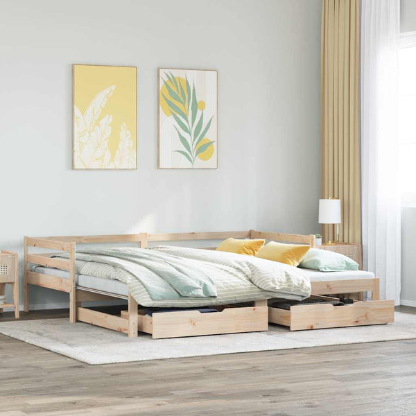 Slaapbank Met Lades 90X200 Cm Massief Grenenhout