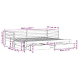 Slaapbank Met Lades 90X200 Cm Massief Grenenhout Wit
