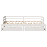 Slaapbank Met Lades 90X200 Cm Massief Grenenhout Wit