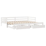 Slaapbank Met Lades 90X200 Cm Massief Grenenhout Wit