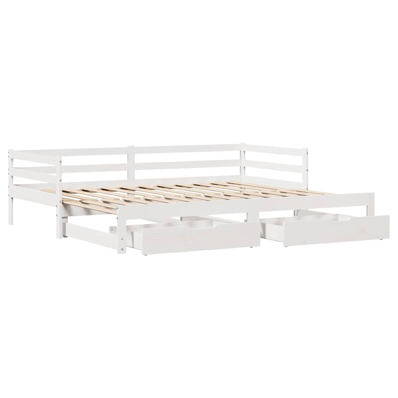 Slaapbank Met Lades 90X200 Cm Massief Grenenhout Wit