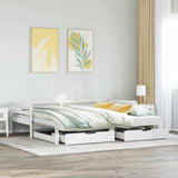 Slaapbank Met Lades 90X200 Cm Massief Grenenhout Wit
