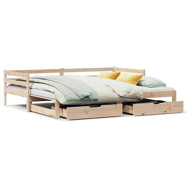 Slaapbank Met Onderschuifbed En Lades Zonder Matras 80X200 Cm