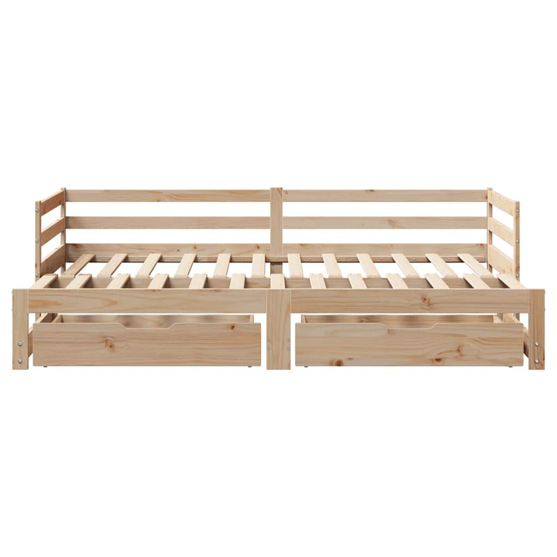 Slaapbank Met Onderschuifbed En Lades Zonder Matras 80X200 Cm