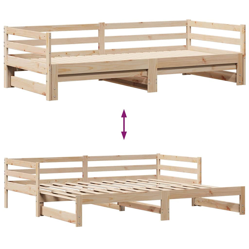 Slaapbank Met Onderschuifbed En Lades Zonder Matras 80X200 Cm
